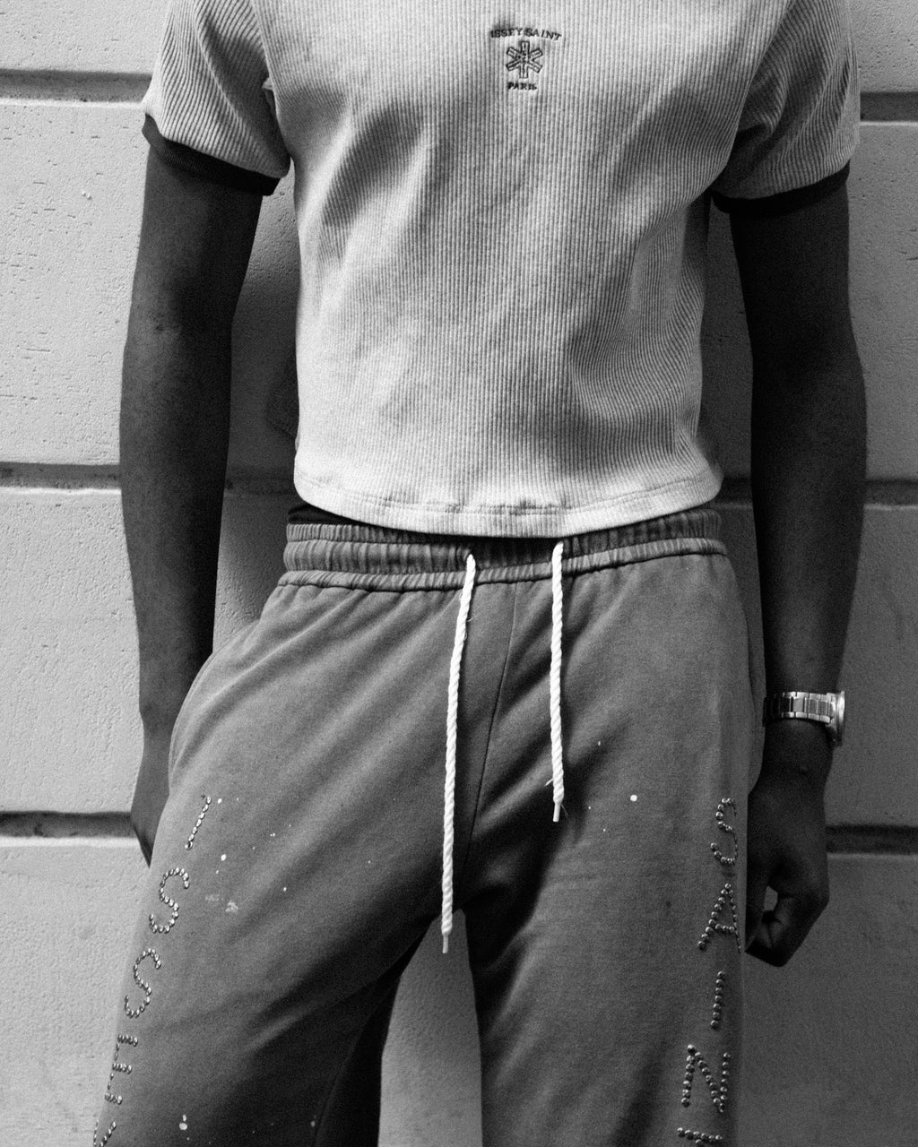 Issey Saint studded logo pants